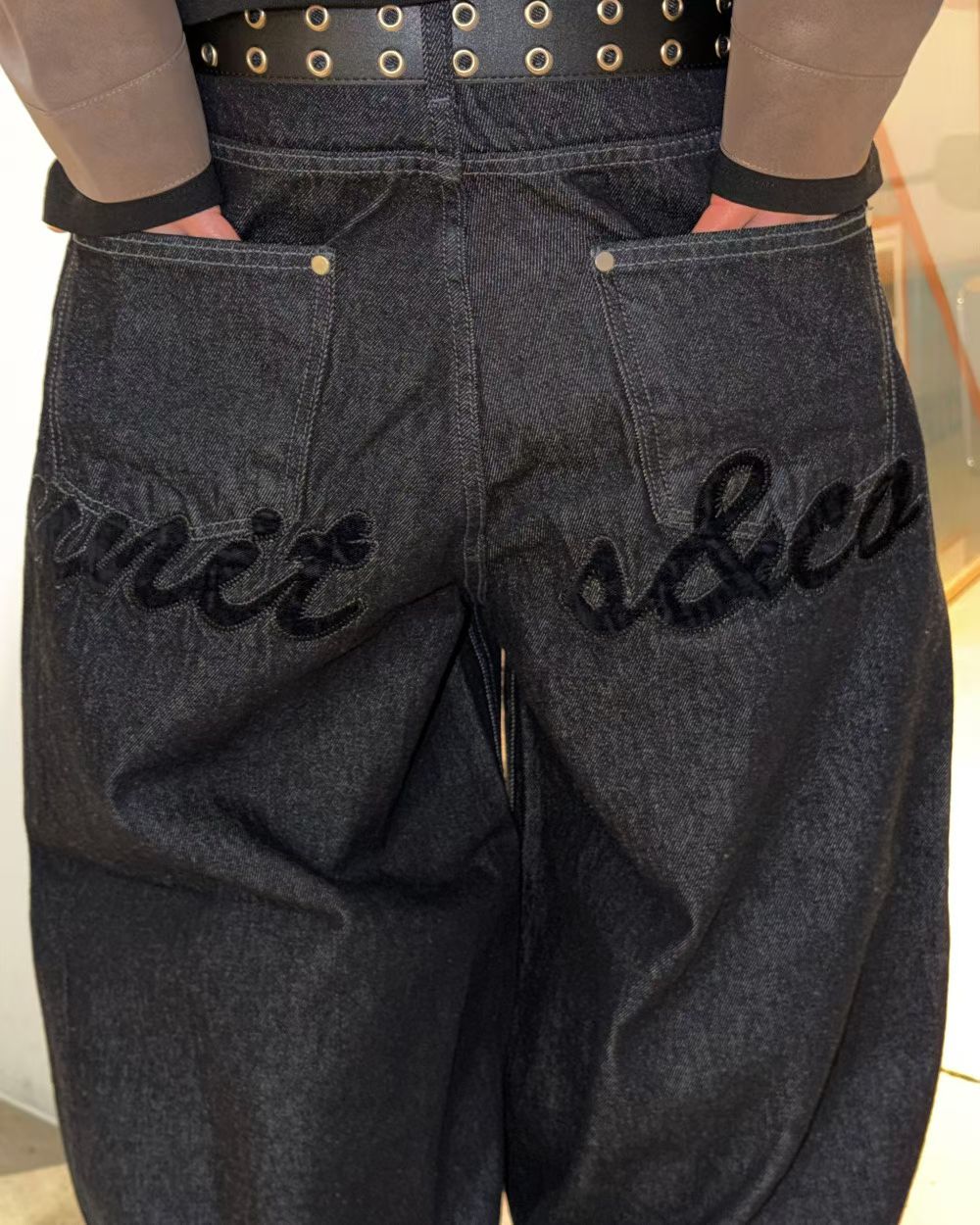 Flocked Letter Pants