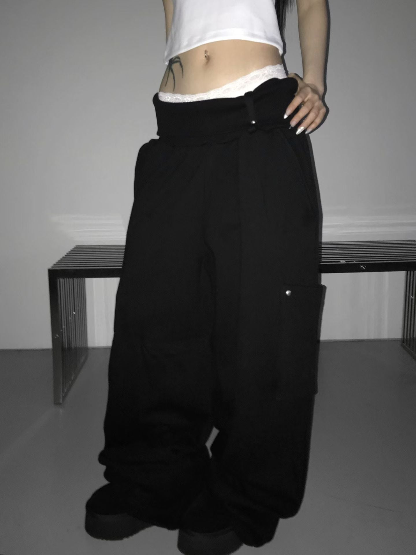 Folding Ring Studded Pants