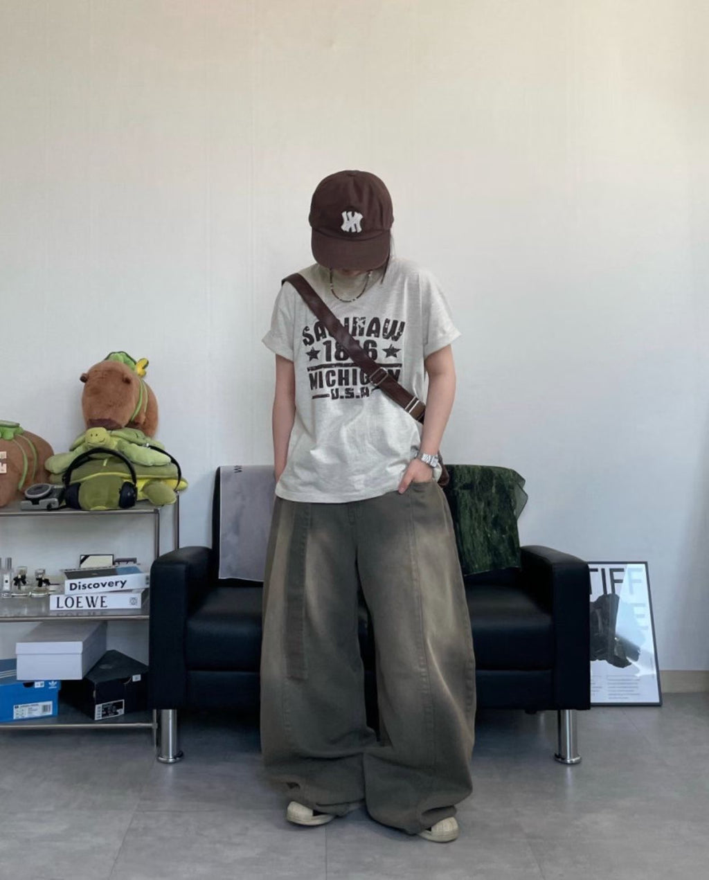 Lace-up washed Pants