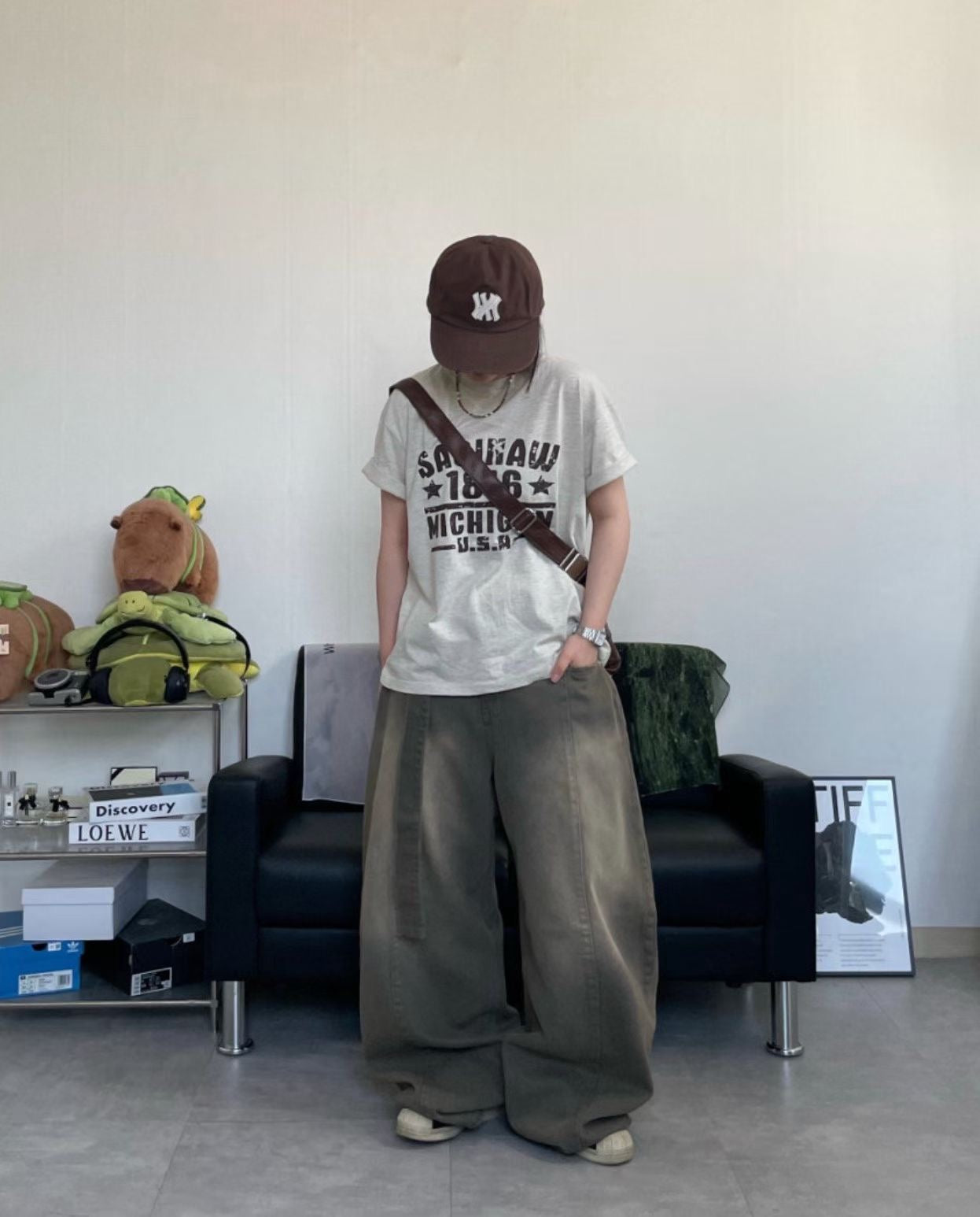 Lace-up washed Pants