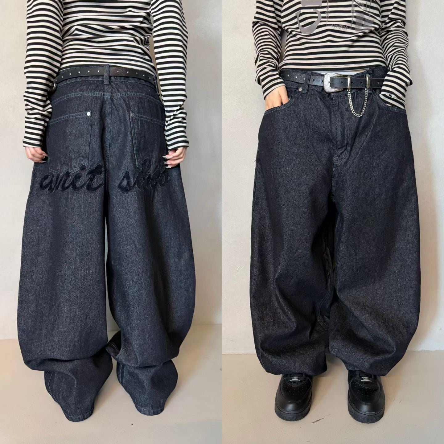 Flocked Letter Pants