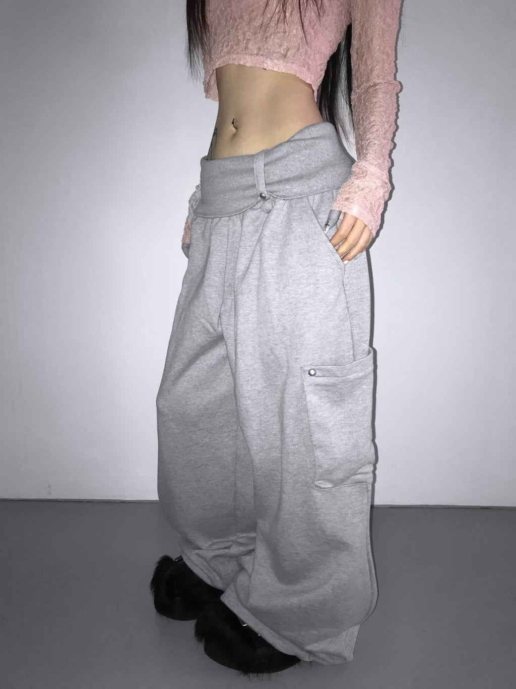 Folding Ring Studded Pants