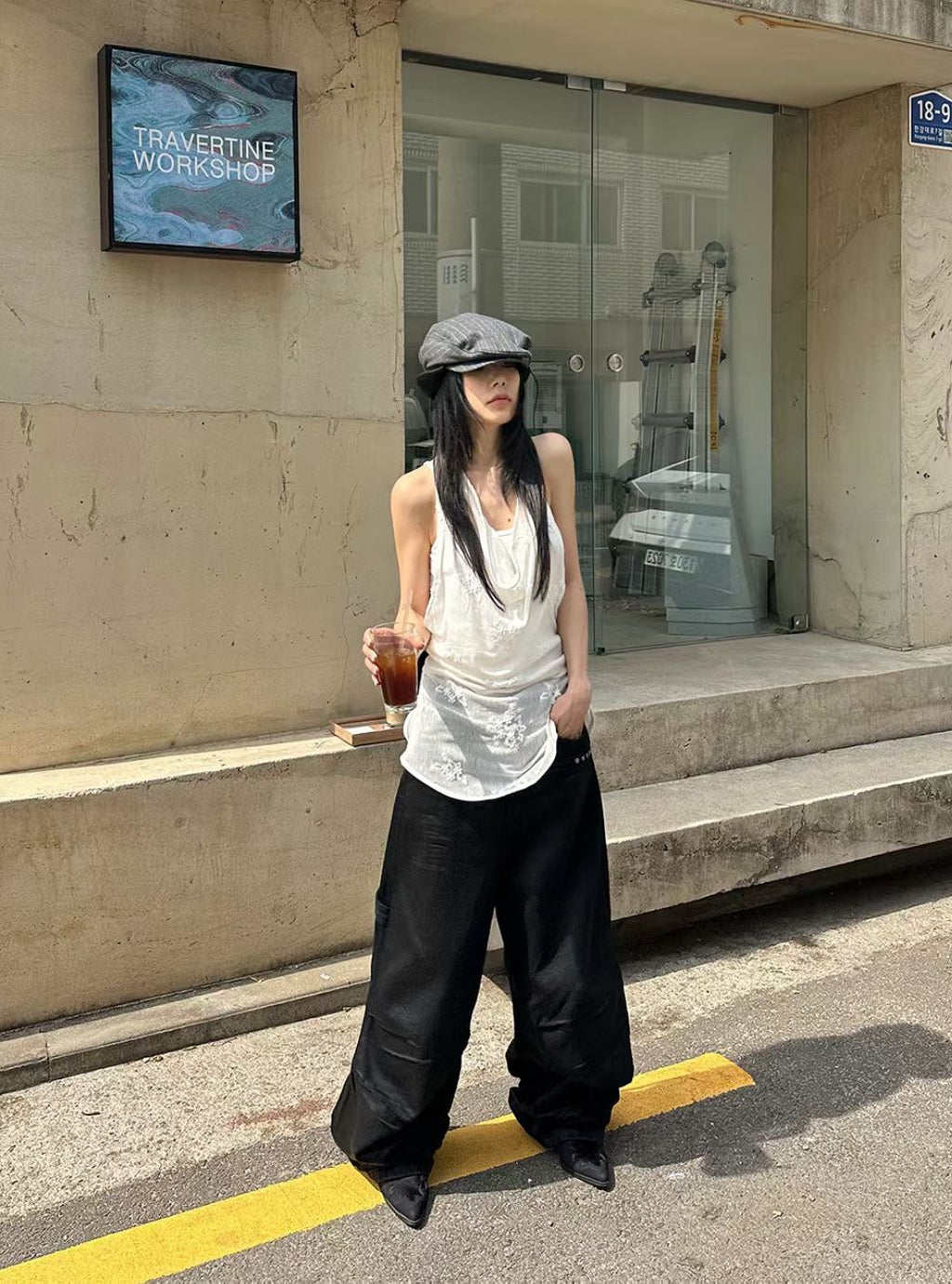 Pleated studded pants