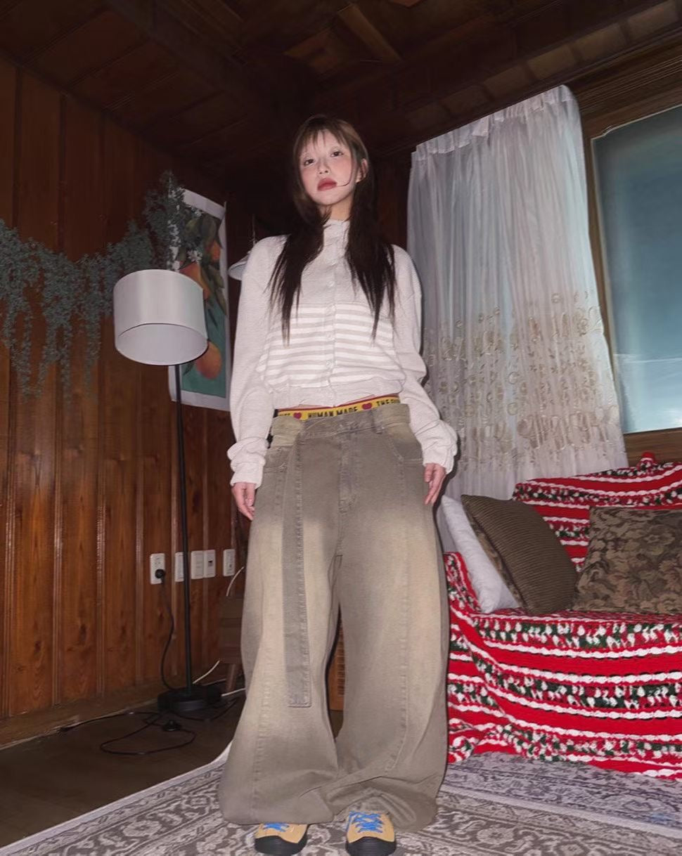 Lace-up washed Pants