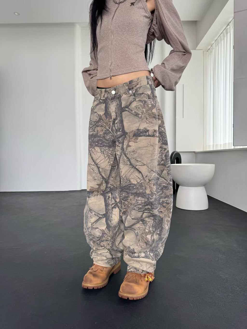 Camo spray-painted pants