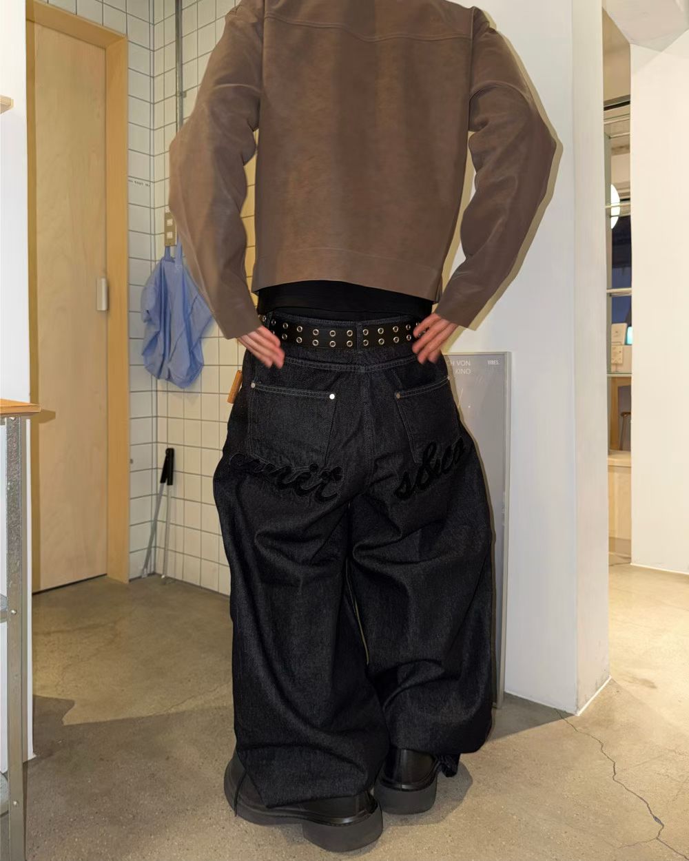Flocked Letter Pants