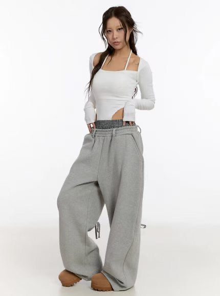 Butterfly-strap cotton pants
