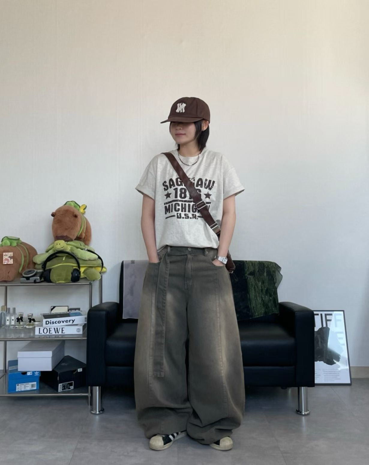 Lace-up washed Pants
