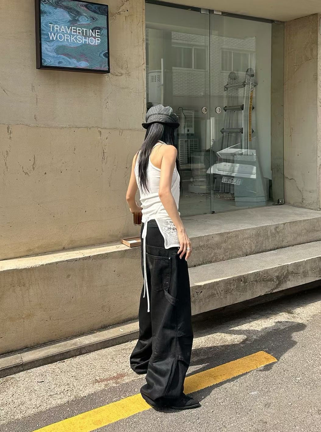 Pleated studded pants