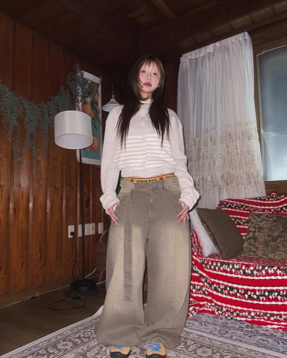 Lace-up washed Pants
