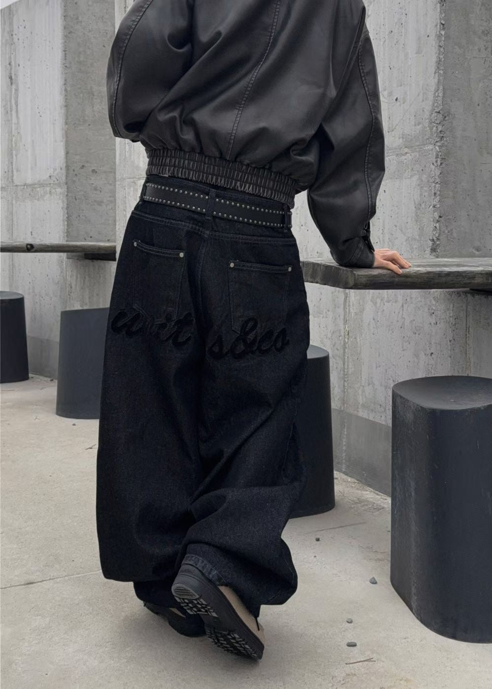 Flocked Letter Pants
