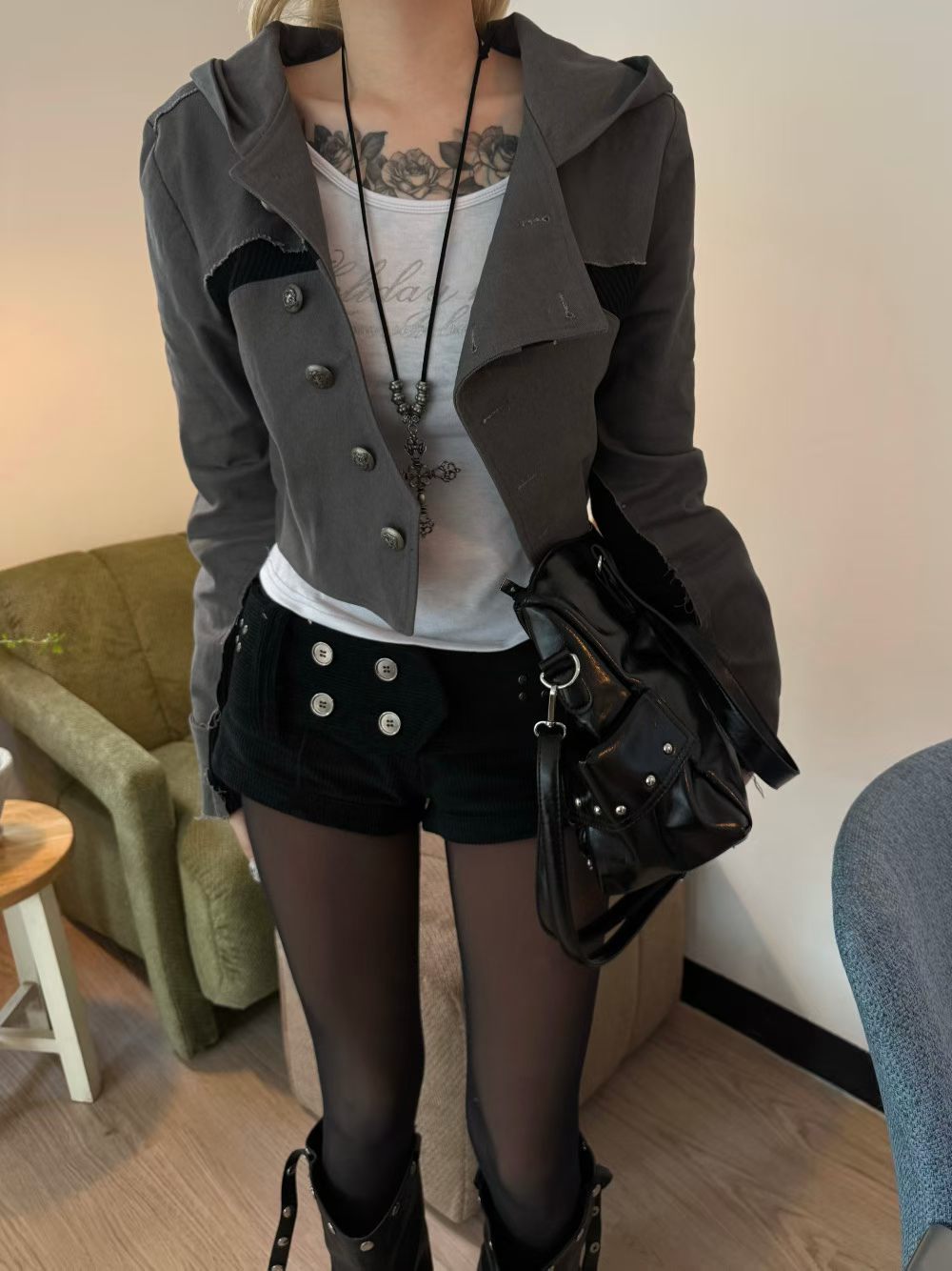 Diagonal Button Contrast Jacket SS