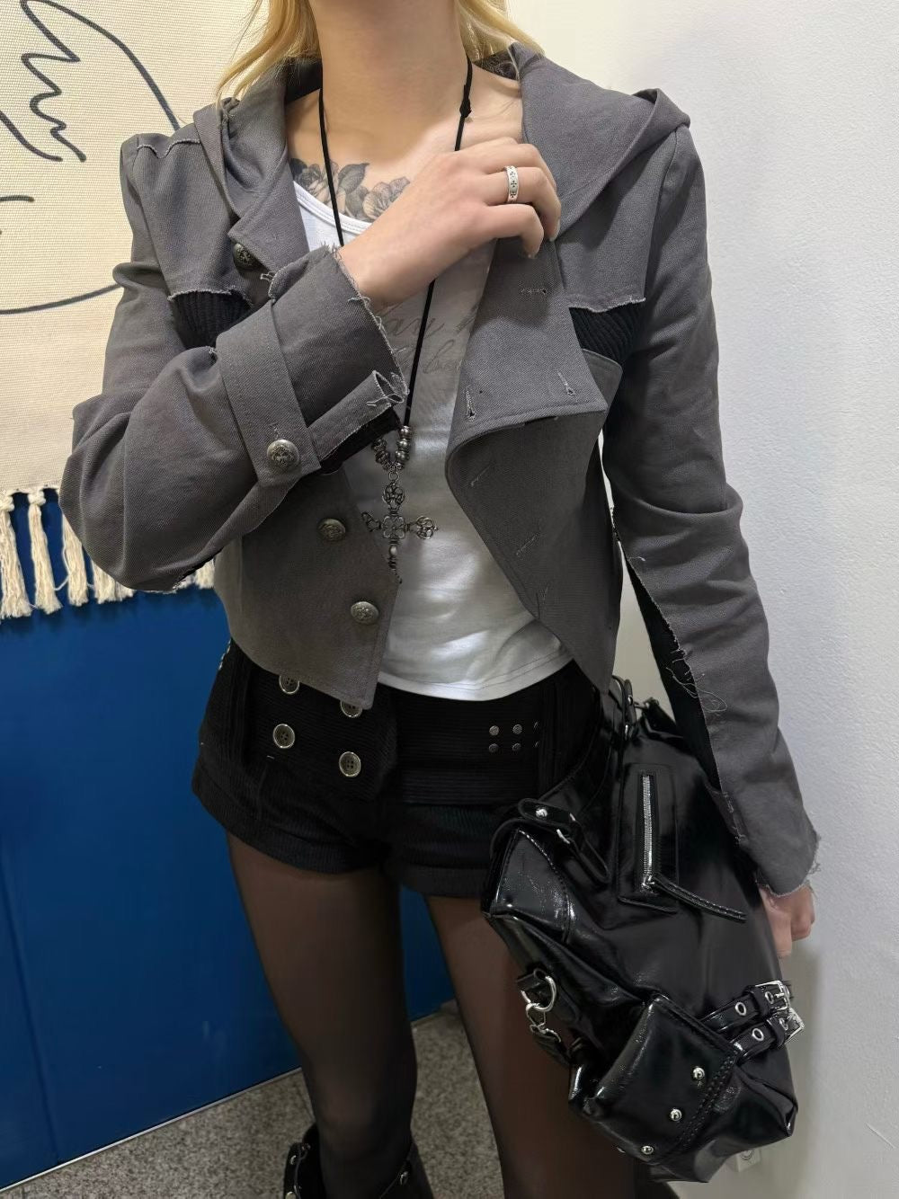 Diagonal Button Contrast Jacket SS