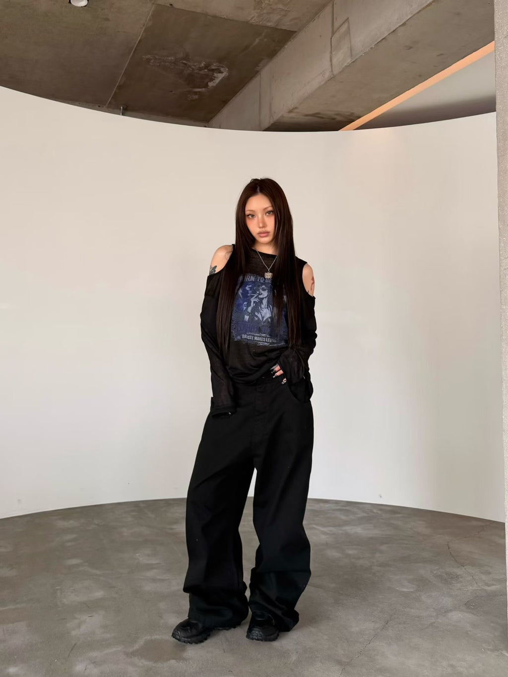 Metal buckle double pocket pants