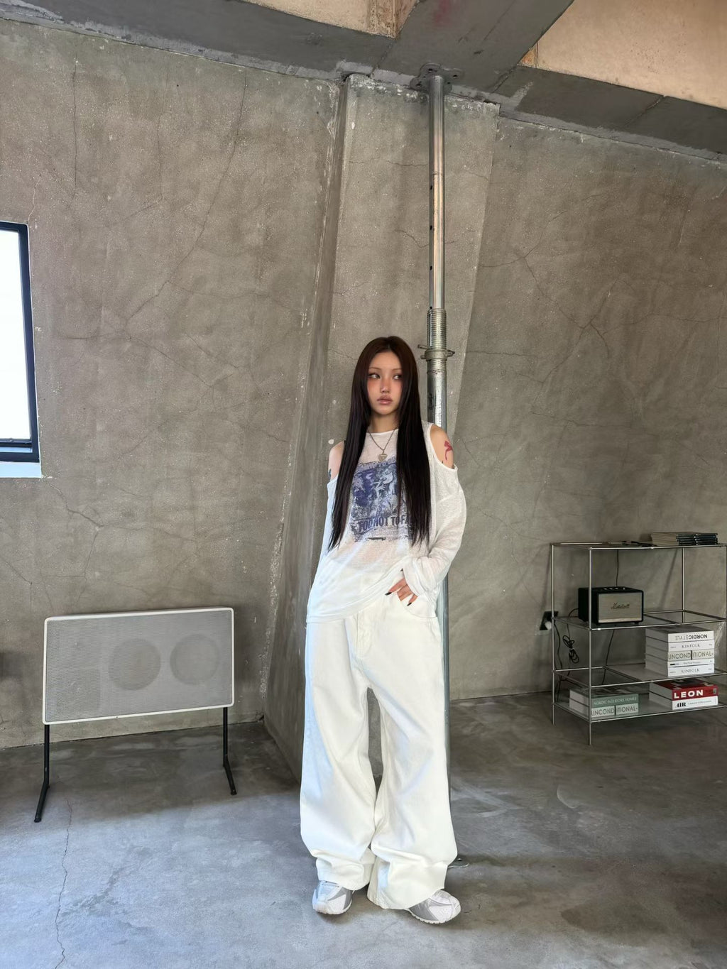 Metal buckle double pocket pants