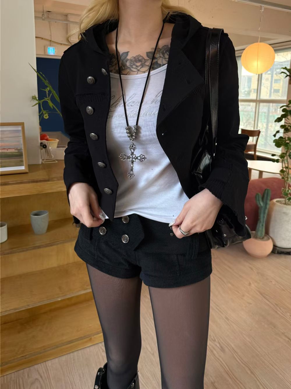 Diagonal Button Contrast Jacket SS