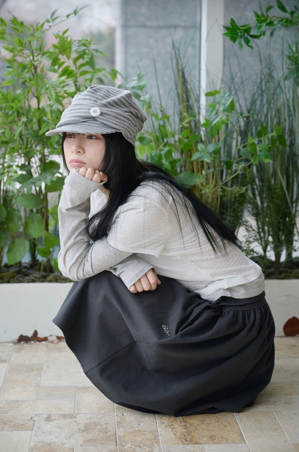 [BAUF]Button Newsboy Cap