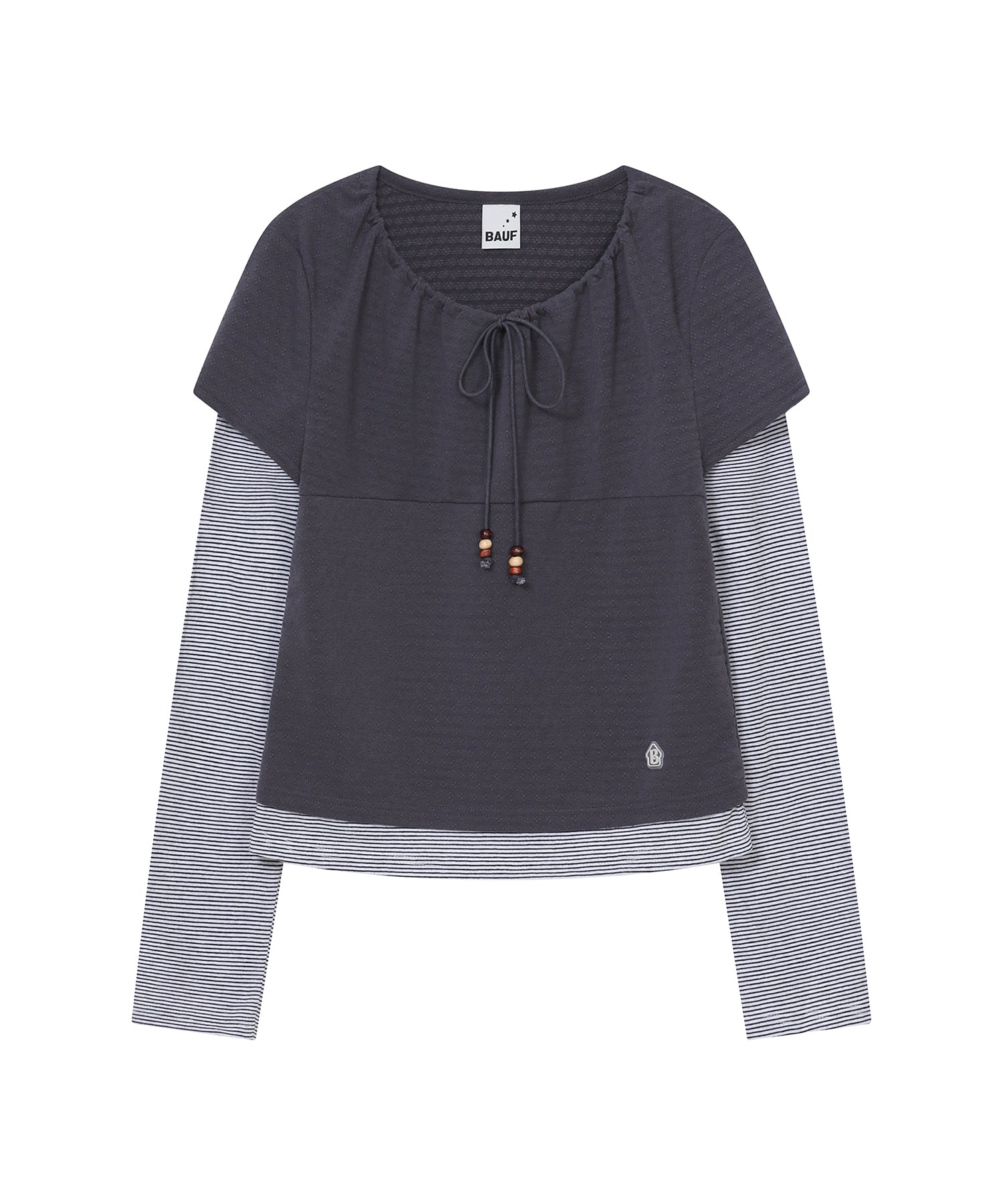 [BAUF]Shirred layered long sleeves