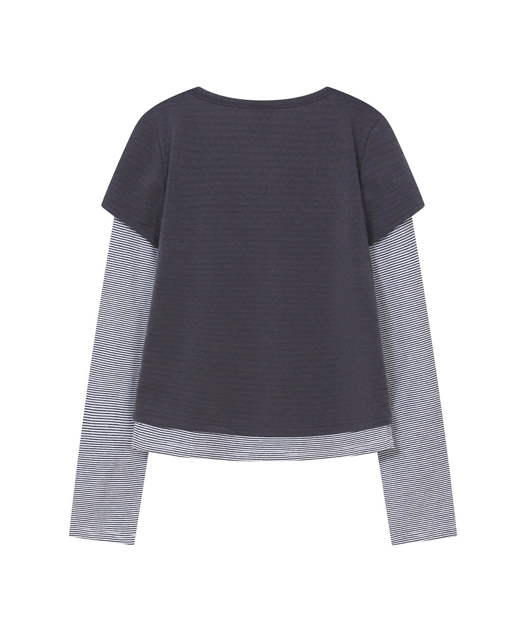 [BAUF]Shirred layered long sleeves