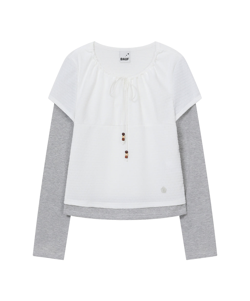 [BAUF]Shirred layered long sleeves