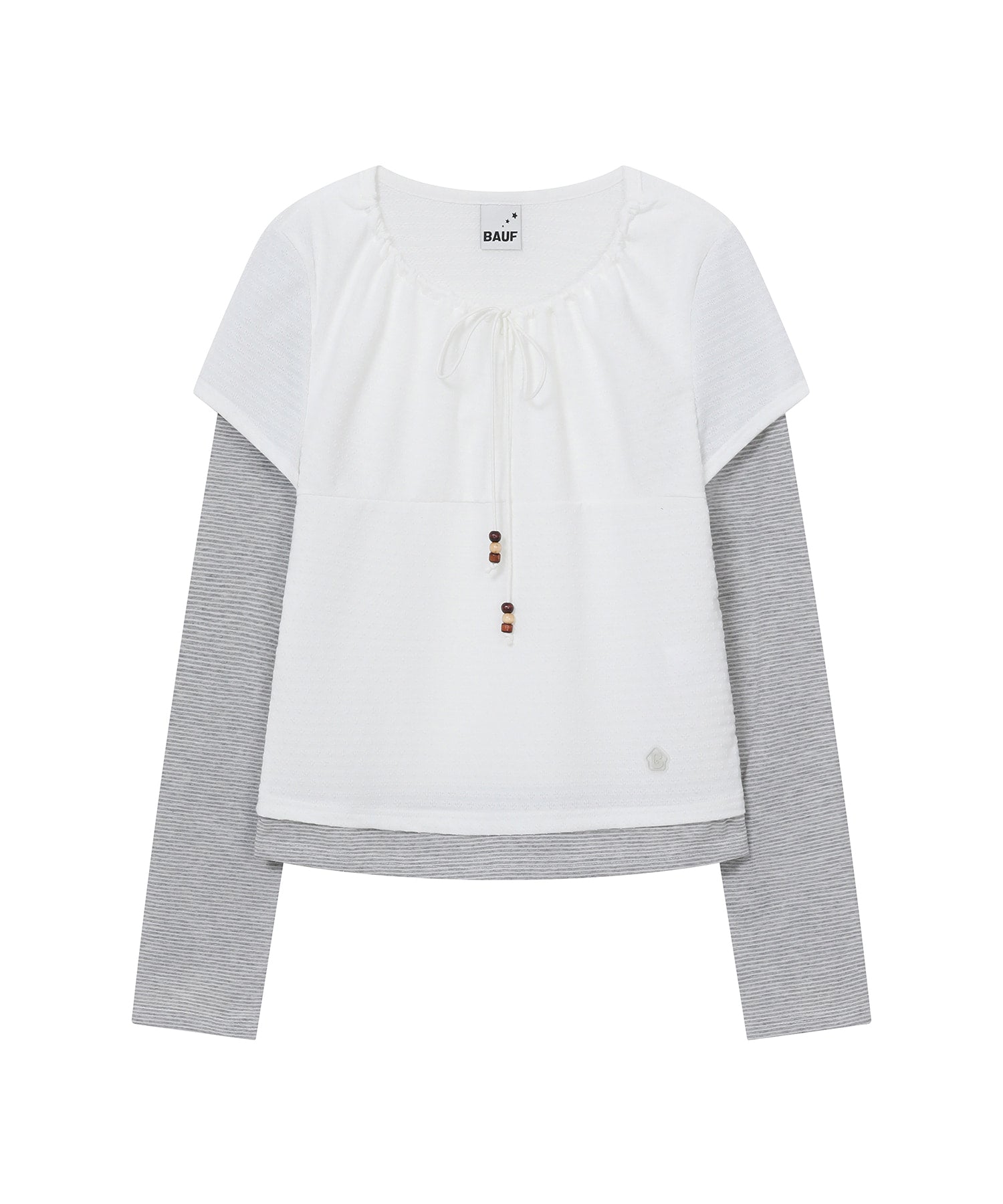 [BAUF]Shirred layered long sleeves