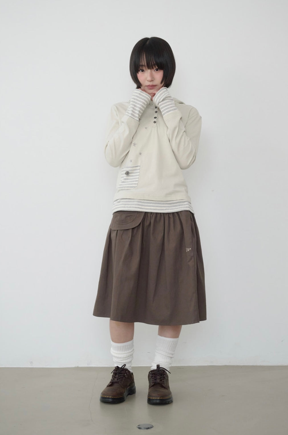 [BAUF]Belted midi skirt