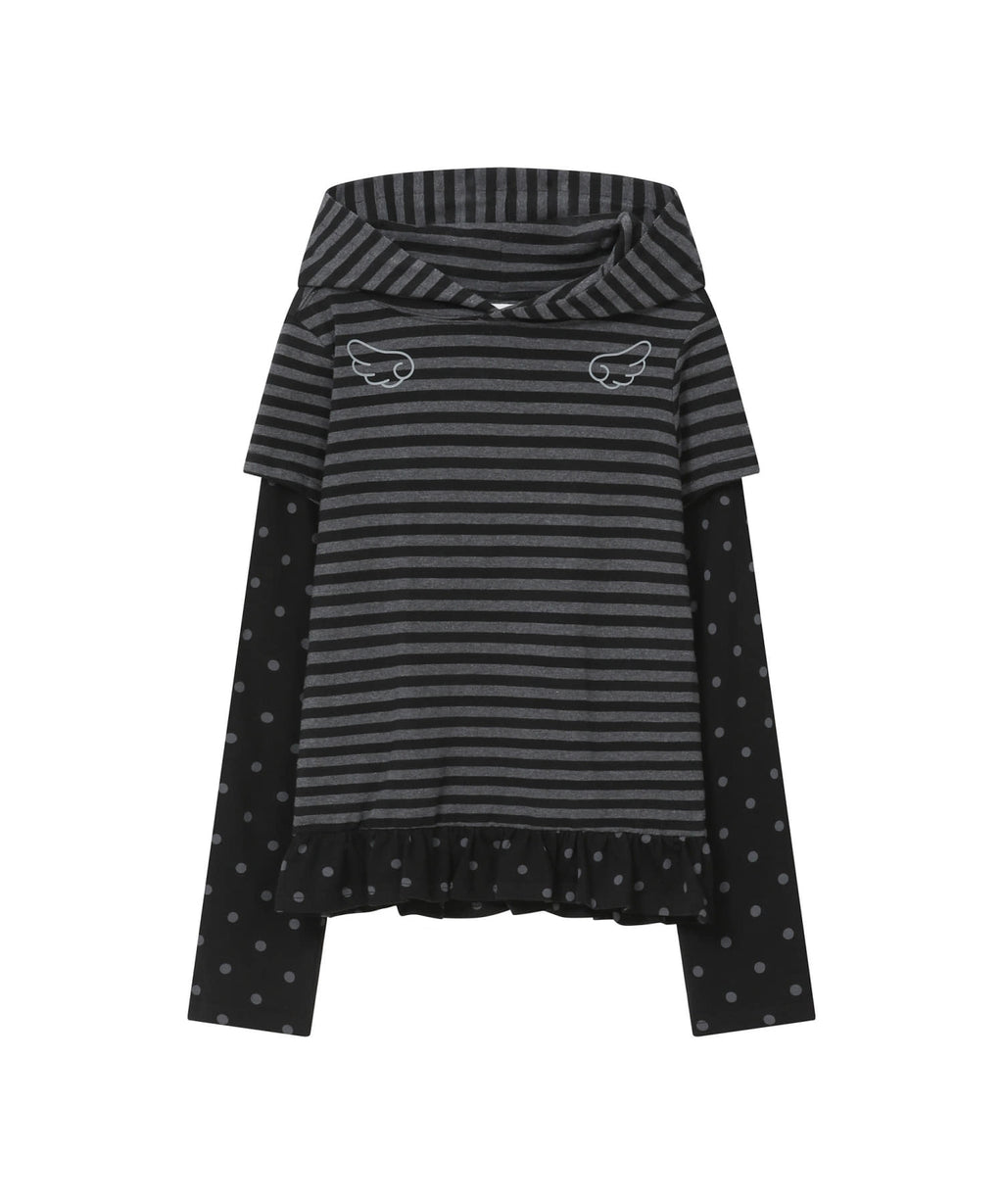 [BAUF]Angel Slim Fit Layered Hoodie