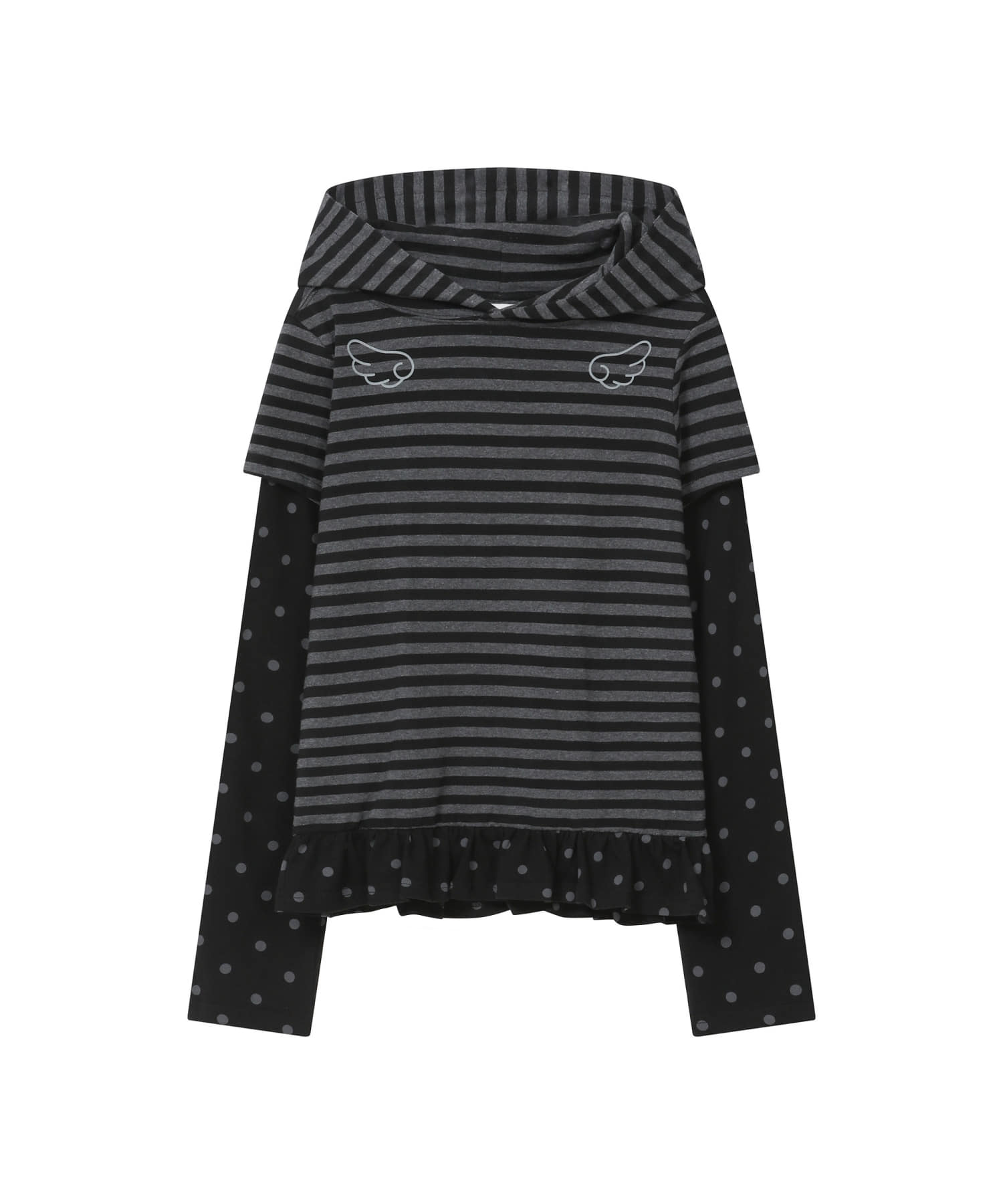 [BAUF]Angel Slim Fit Layered Hoodie