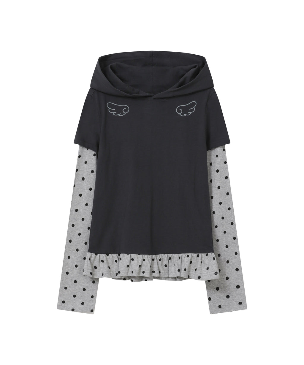 [BAUF]Angel Slim Fit Layered Hoodie