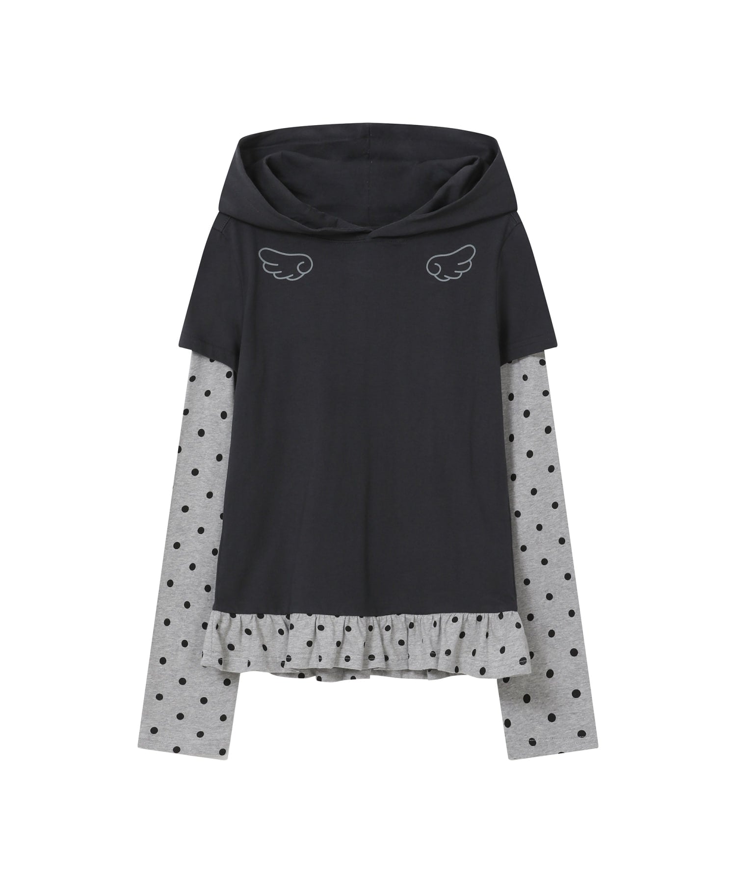 [BAUF]Angel Slim Fit Layered Hoodie