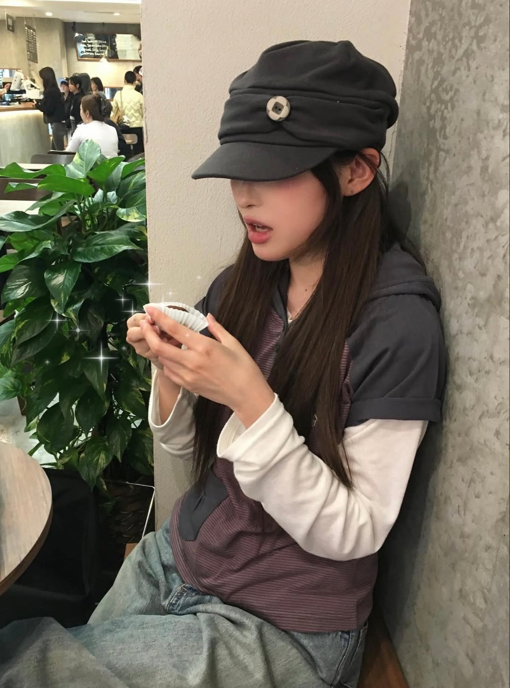 [BAUF]Button Newsboy Cap