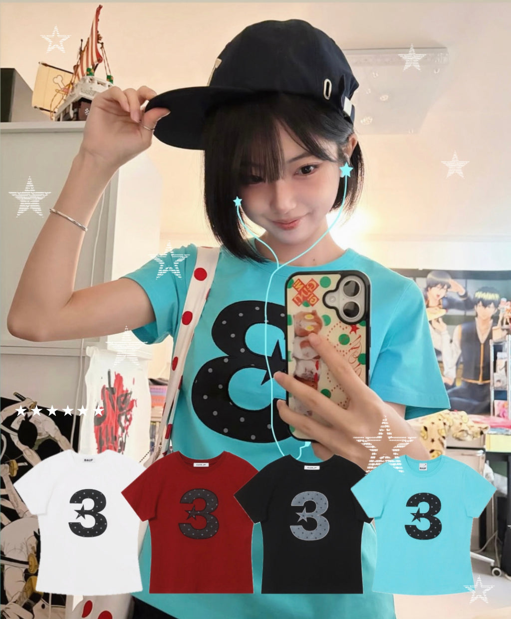 [BAUF]3logo Dot Slim Fit T-shirt