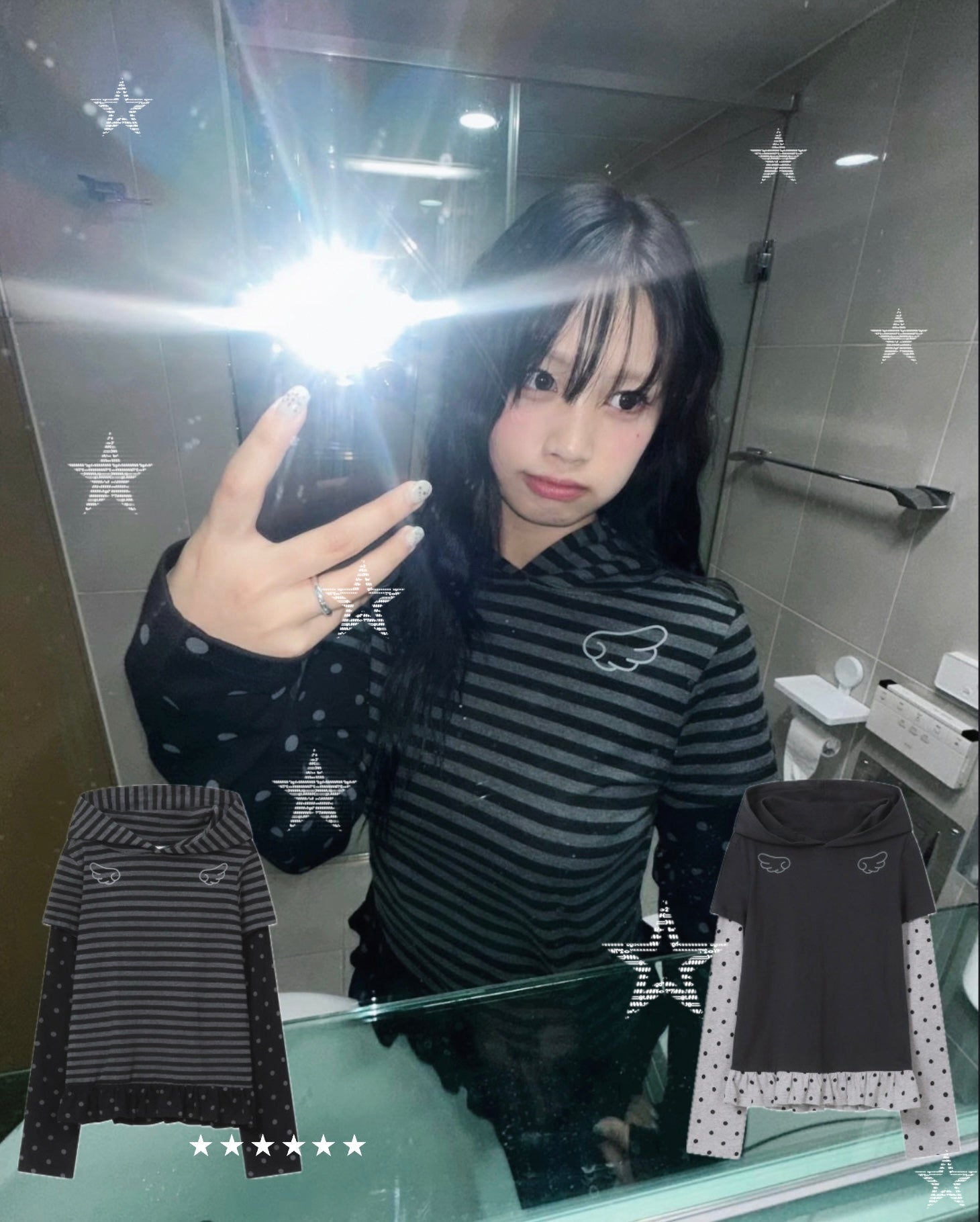 [BAUF]Angel Slim Fit Layered Hoodie