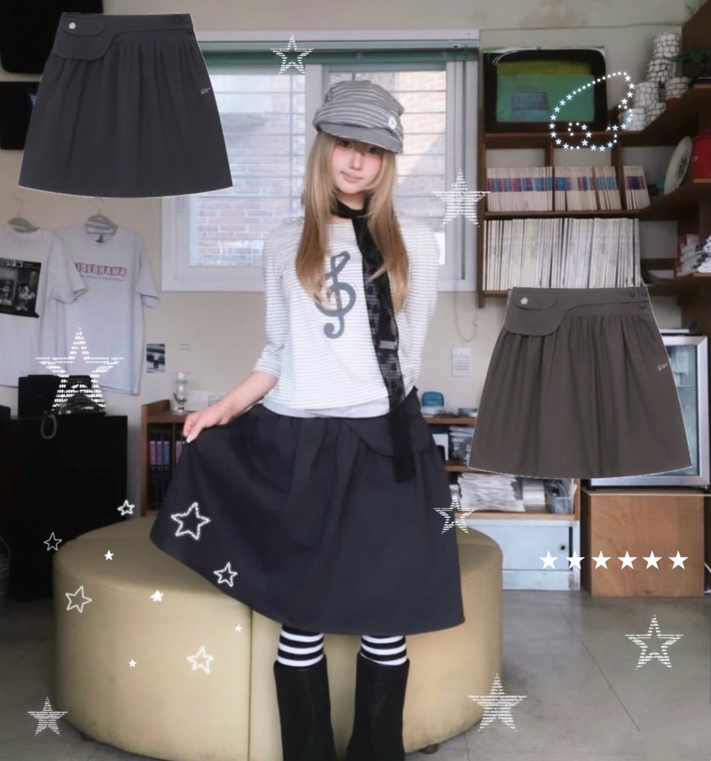 [BAUF]Belted midi skirt