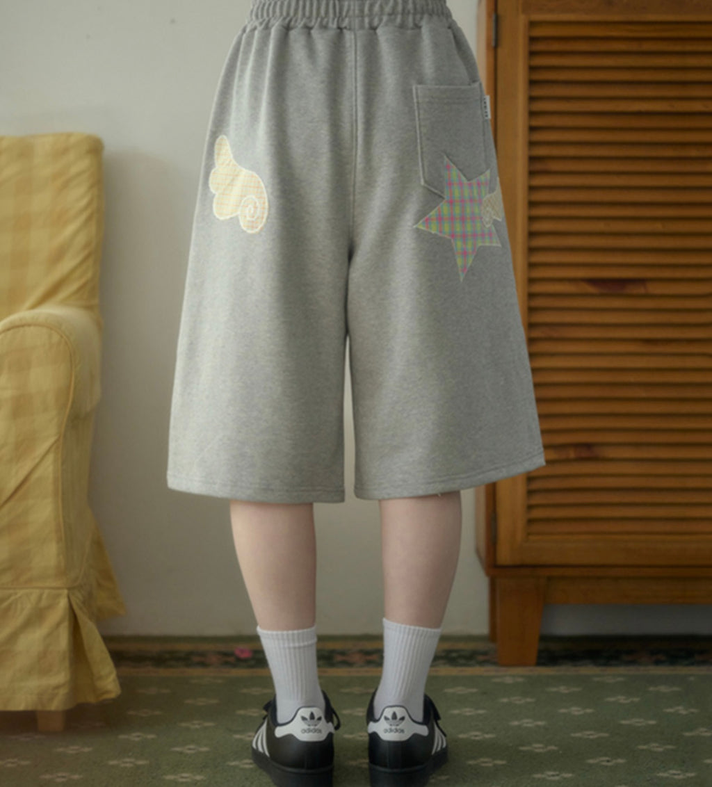 [AMBLER]Unisex Angel Star Patch Sweatpants