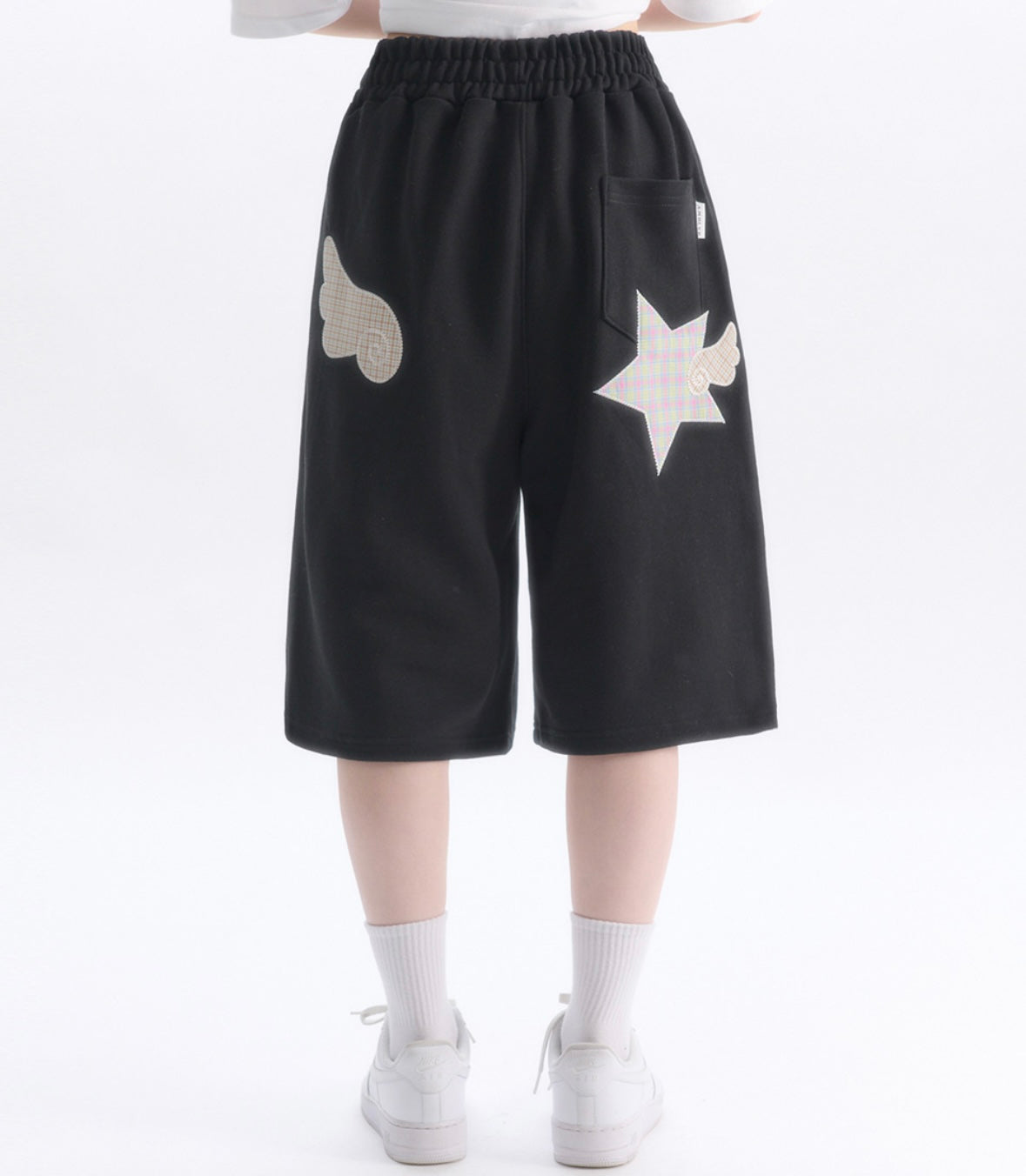 [AMBLER]Unisex Angel Star Patch Sweatpants