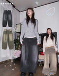 Lace-up washed Pants