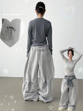 Butterfly-strap cotton pants