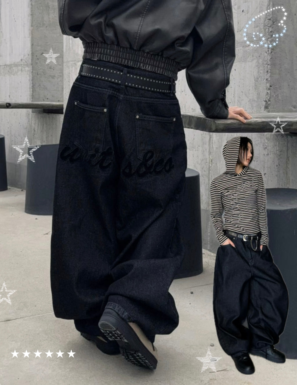 Flocked Letter Pants