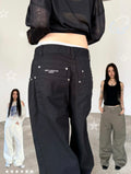 Metal buckle double pocket pants