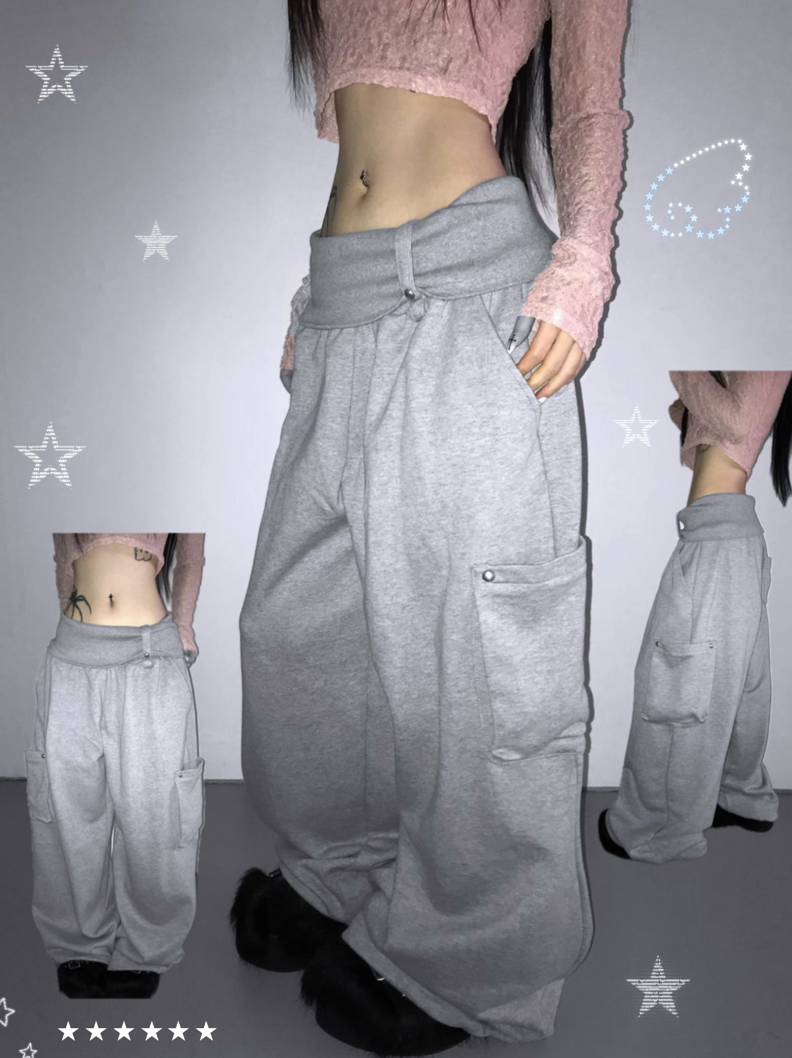 Folding Ring Studded Pants