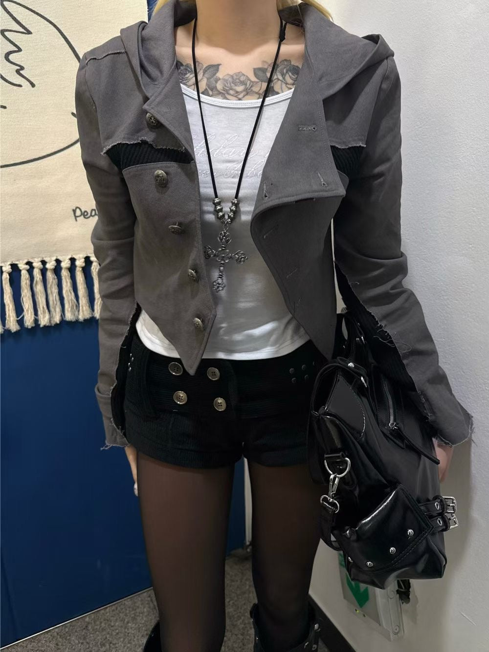Diagonal Button Contrast Jacket SS