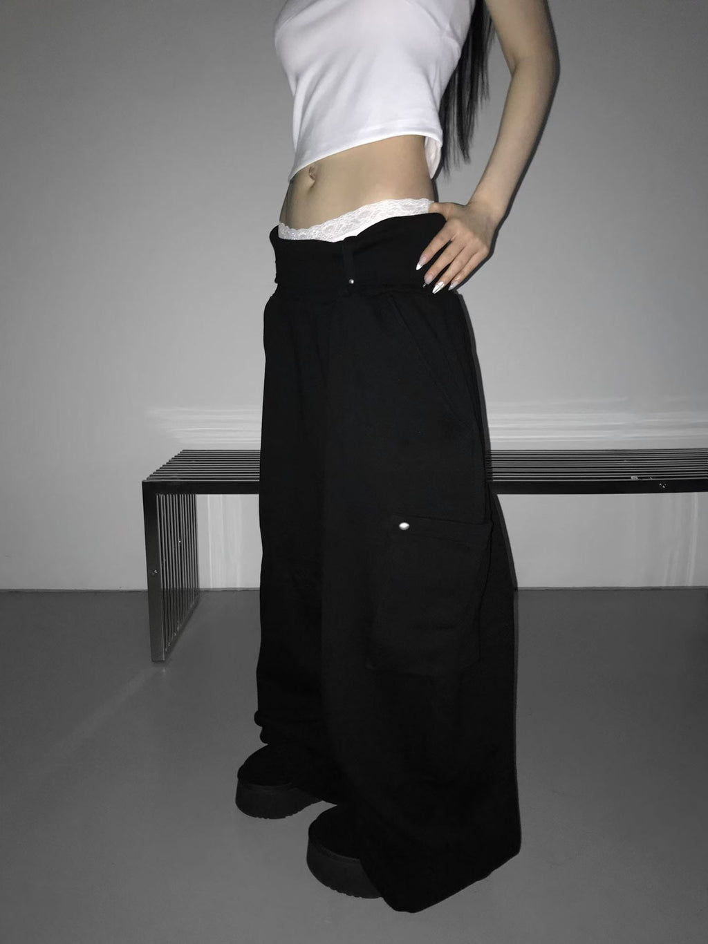 Folding Ring Studded Pants
