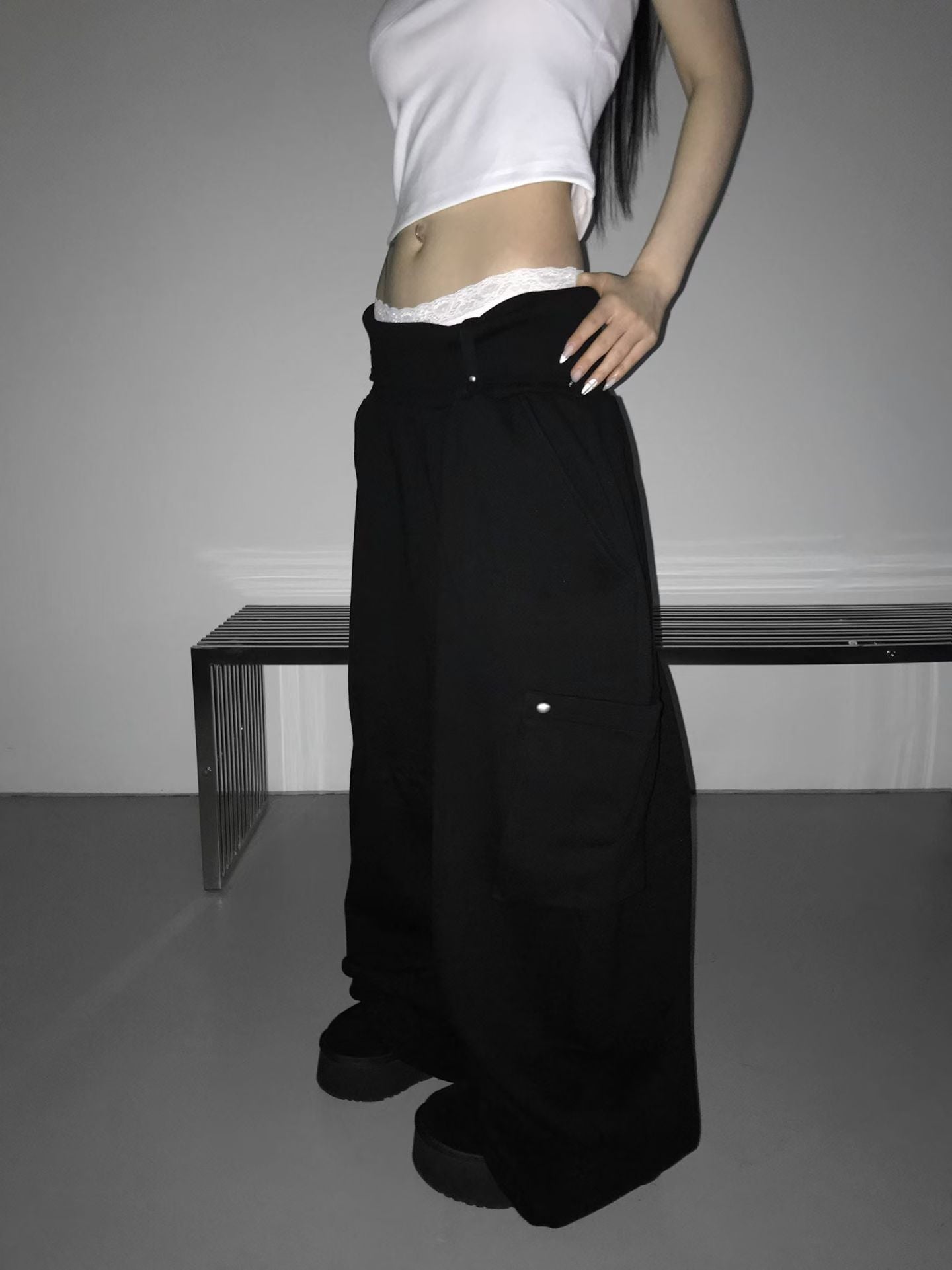 Folding Ring Studded Pants