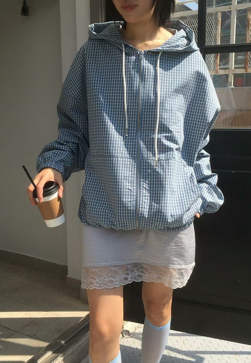 Plaid trench coat