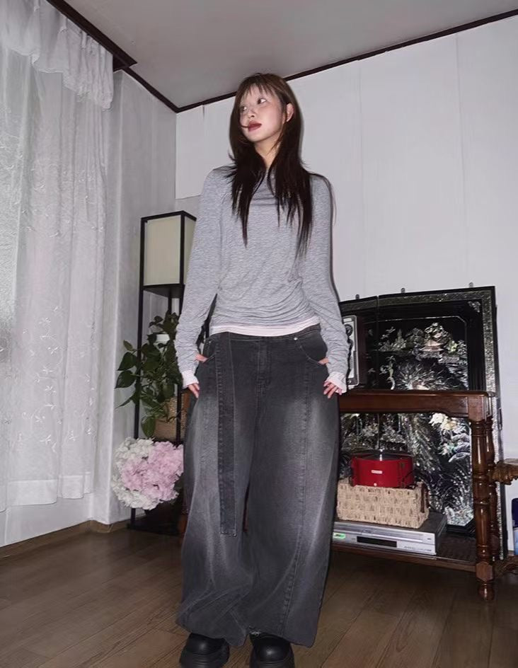 Lace-up washed Pants
