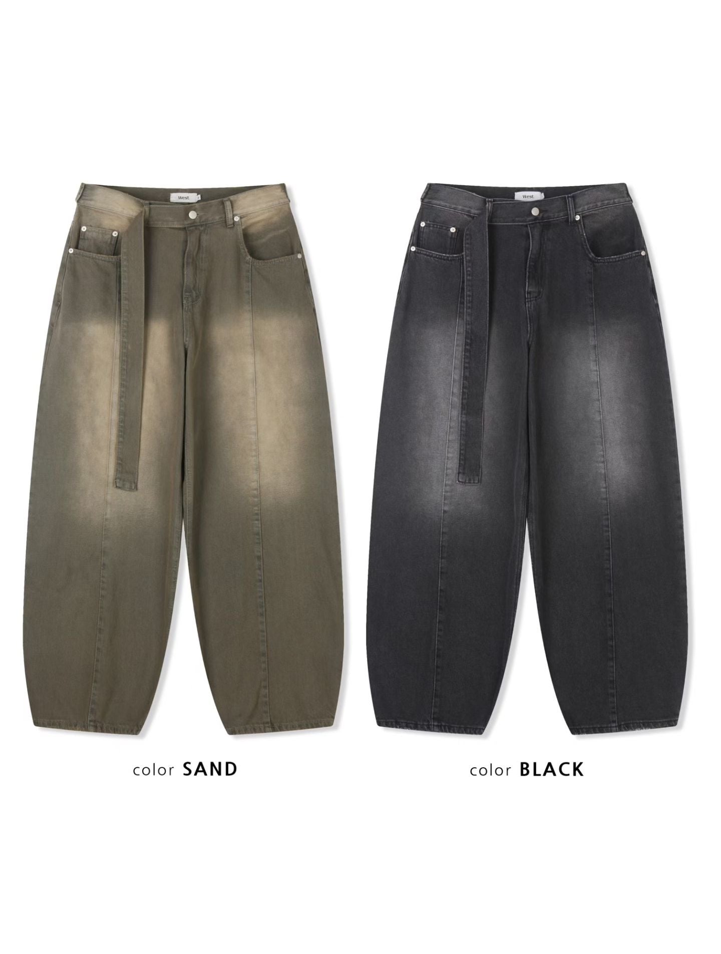 Lace-up washed Pants