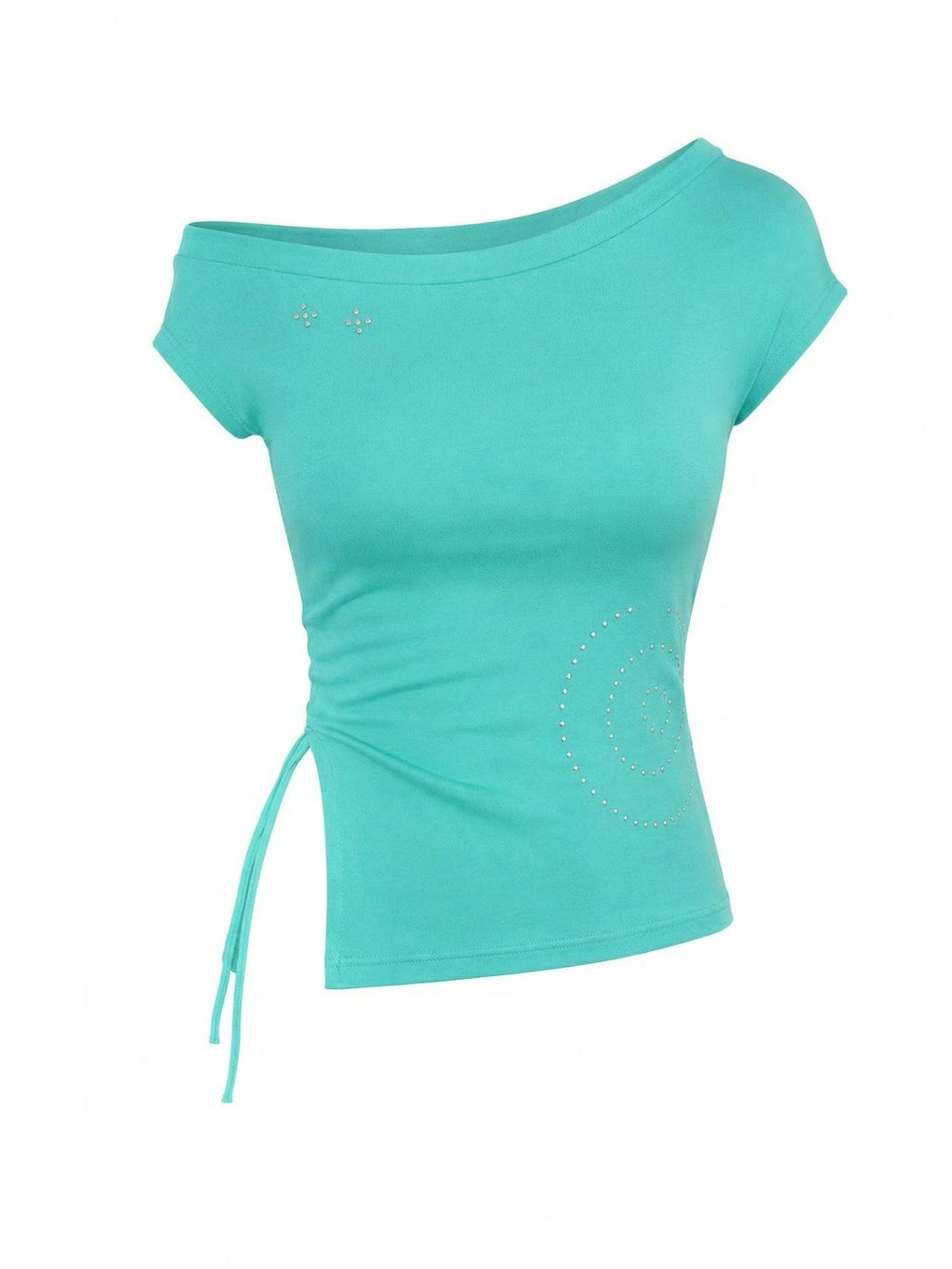Spin Slit One-Shoulder Short-Sleeve T-shirt