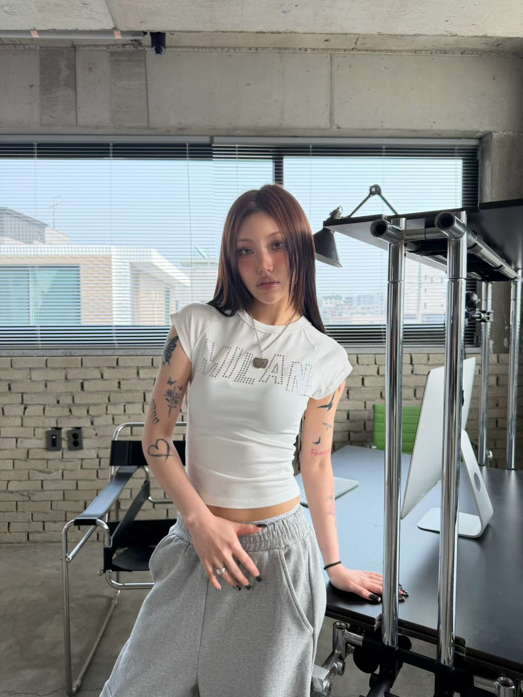 Milan studded short-sleeved shirt