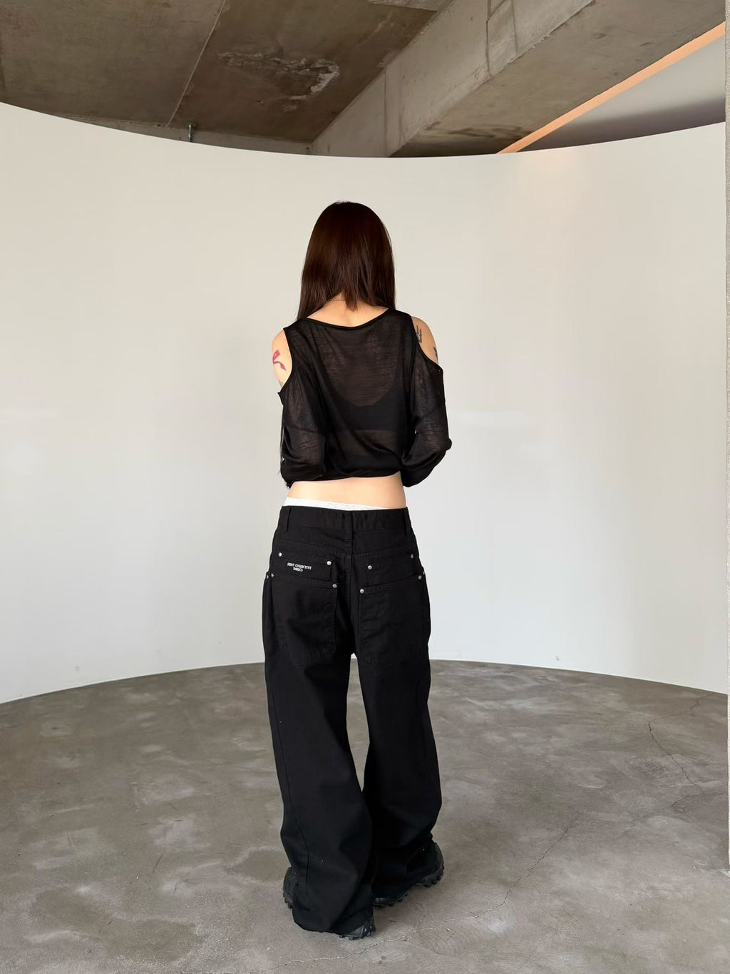 Metal buckle double pocket pants